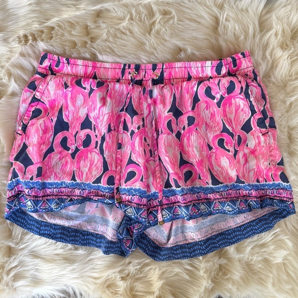 Lilly Pulitzer Katia Flamingo Print Shorts Size Medium
